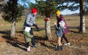 Family playing football